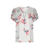 Smanjene ženske ljetne casual majice V izrez Petal kratki rukav vrhovi kroja DRESSY labava udobna bluza