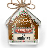 Ornament tiskani jednostrani pazite na lobističke vintage smiješne potpise božićni neonblond
