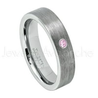 CIPE CUT CUTFSTEN prsten - 0,07ct Solitaire Pink tormalinski prsten - Personalizirani vjenčani prsten Tungsten - po mjeri po mjeri Oktobar TN019BS