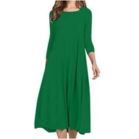 Haljine za čišćenje za žene Ljeto Slim Fit udobne gumb V-izrez Solid suknje za suknje zeleno xl