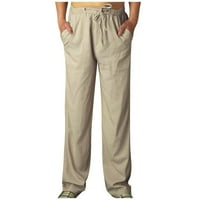 Muške hlače Slim Pocket Hlače na plaži Plus veličina elastične struke Long Hlače Khaki XL