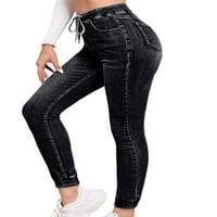 Grianlook Ženske čvrste pantalone Slim mršave Jeans Školske traperice High Squiste pantalone za ljetne