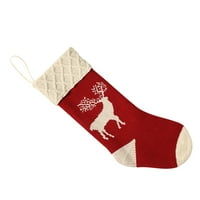 Pleteni božićni čarapa poklon torba Elk uzorak Xmas Sock Candy Bag božićno stablo Kamin Viseća čarapa