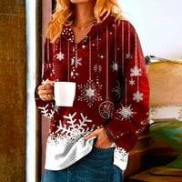 Božićna drveća dugačka košulja za žene za žene veseli božićni spajanje plairani raglan pulover majice