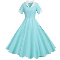 Wozhidase haljine za žene s 1950-ih Retro haljina kratki rukav Vintage Swing haljina ženske haljine