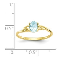 Čvrsti 10K žuti zlatni originalni akvamarinski plavi mart dragi kamen rođenja zauzeće prsten veličine