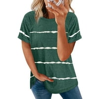 Ljetne majice za žene kratki rukav Crew Crew Ženske vrhove Nevidljive košulje za pruge zeleno l