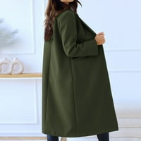 Ženske čvrste boje rever dvostruki kaput zimski dugi vuneni kaput