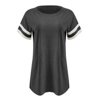 Dolkfu Womens Ležerne prilike TOP CAP rukav Striped SOLID CREWNeck Prevelike trendy bluze Modne majice