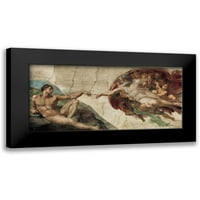 Michelangelo Black Modern Framed Museum Art Print pod nazivom - Creazione di Adamo