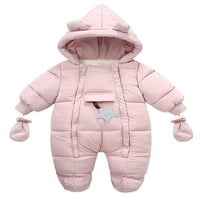 Canrulo novorođenče dječake Djevojke Termalna odjeća s kapuljačom s dugim rukavima s rukavicama zimski topli kombinezon ružičasta 9-mjeseci