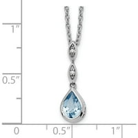Sterling srebrni RH pozlaćeni bijeli ledeni plavi topaz i. CT Diamond ogrlica proizvedena u Indiji QW369-18
