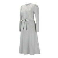 Koaiezne womne casual haljina ženska jesen i zima novi novi dugi rukav pletena srednja duljina visoka