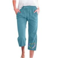 Posteljine Hlače Žene Ljetne modne Ležerne prilike Elastične labave hlače Ravne pantalone sa džepom
