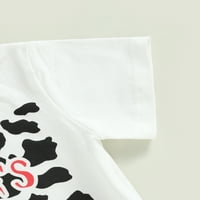 LAMUUSAA Dječje djevojke Ljetne duge hlače Outfits Pismo Ispiši majicu kratkih rukava i elastične krave