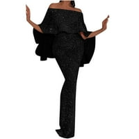 Pepumske haljine za žene Žene Ležerne modne čvrste seksi Off-ramena haljina Dužina haljina crna l
