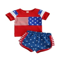 Canis novorođenče Dječaci 4. jula Outfit Stripe majica kratkih rukava kratke hlače
