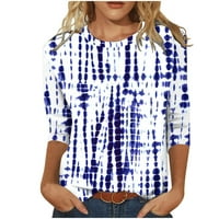 Bluze susanske plus veličine za žene Ljetni lakat duljina grafika bijela majica Crew Crt Slim Fit Boho