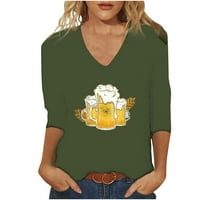 Šaljatl majice žene, ženski puni casual festival piva V-izrez dugi rukavi dugi rukav bluza zelena, xxxl