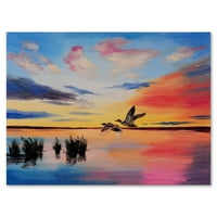 Art DesimanArt Dizalice koji lete za vrijeme šarenog zalaska sunca Nautika i obalna platna zidna umjetnost