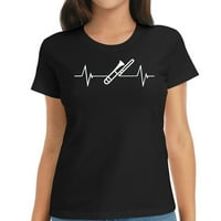 Ljubav Trombone Heartbeat Grafički ispis Ženska majica - Šički vrh kratkih rukava za ljetnu sezonu
