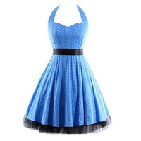 Vrijeme i Tru Maxi, Ležerne haljine za žene, ljeto, plavo, modni casual v-izrez patchwork mrežice polka