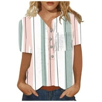 GUZOM T majice za žene - kratki rukav Bohemia plaže cvjetni tiskani V izrez Trendy Casual Tops Tee Majice Bijeli XL