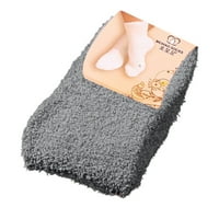 PXiakgy čarape za žene Žene Boja Djevojke Podni topli kućni čarapi krevet meke zimske čarape sive +