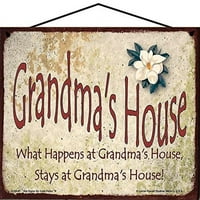 Bakin kućni znak sa cvijećem magnolije Što se događa u bakinoj kući boravka u bakinoj kući Vintage Style
