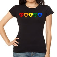 Junior's Pride Rainbow Hearts F Crna majica 3x-Large