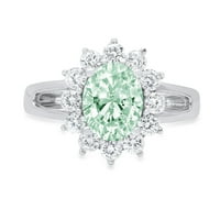 2.36ct ovalni rez zeleni simulirani dijamant 18k bijeli zlatni godišnjica Angažovanje halo prstena veličine