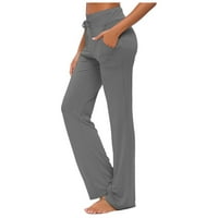 Cleariance ženske joge pantalone džepovi širokim nogama zavođenje labavo ravna trčanje tamno siva m