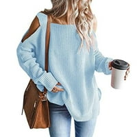 Ladiyo Novo jesenski zimski modni modni ženski čista boja ritped pletena džemper casual labav topli