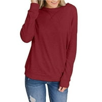 Ženska labava modna čvrsta uboda u boji okruglih vrata dugih rukava, džemper s dugim rukavima