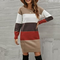 Žuwimk džemper haljine za žene, ženska rebra s dugim rukavima džemper za džemper turtleneck tanak fit