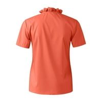 Narančasta majica za žene za žensku rufffle s kratkim rukavima s kratkim rukavima s kratkim rukavima