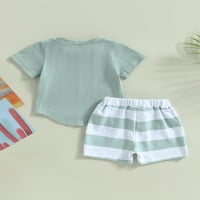 Coduop Toddler Boys Girls Ljeto odijelo Postavi kratki rukav + prugaste gaćice za kratke hlače