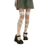 Biayxms Žene preko teleće čarape 3D leptir cvjetni čipkani izrez Slatko koljeno visoke čarape ljetne