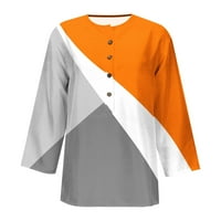 Ženska modna casual rukava majica T-majica za rekord-izrez tiskana gornja bluza narandžasta l