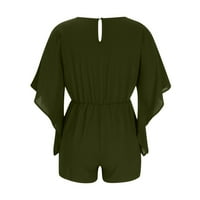 Ženski Vrući ruffle batwing rukav rukav ljetni casual širokih kratkih kratkih kratkih hlača Green XXL