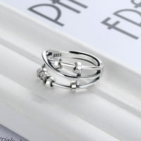 Fidget Anxiety Ring Sterling Srebrni prsten zvona ublažavajući fidget mirovni prstenovi za anksioznost transfer na otvorenom otvorenim prstenom za žene dame
