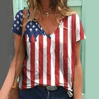 Dan nezavisnosti za žene Ispiši dnevne ljetne majice za ženske V izrez rezervoara za izrez Amerikanka