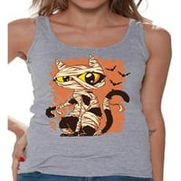 Awkward stilovi Halloween majica bez rukava Mummy CAT tenk top za žene
