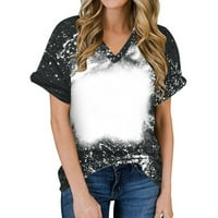 Summer izbijeljene majice za žene Dressing Ležerne prilike sa slobodnim kratkim rukavima V izrez bluza