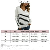 Dame džemper sa vratom, ženski džemper Stripe print stilski za dom za upoznavanje Bijeli XL