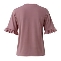 Žene Ljetne haljine Majica Ruffled kratki rukav Crewneck bluza Ležerna moda Regularna Fit Solid Boja Radna majica