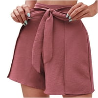 Hlače za ženske ležerne pamučne posteljine pune boje Ljetne elastične struke nacrtane hlače dame prozračne