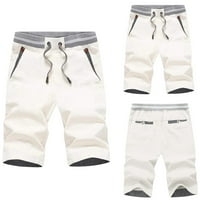 Muškarci Ležerne prilike pune teretne hlače Čvrstim kratkim hlačama sa džepovima Bijeli XXXL