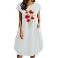 Haljina za prodaju za žene za žene kratki rukav za ispis digitalne rublje okrugle vrat midi fit i flare