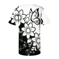 tklpehg bluze za žene modni labavi povremeni cvjetni print kratkih rukava s majicama Udobnu V-izrez